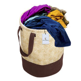 Kuber Industries Waterproof Canvas Laundry Bag/Hamper|Metalic Printed With Handles|Foldable Bin & 45 Liter Capicity|Size 37 x 37 x 46, Pack of 1 (Brown)